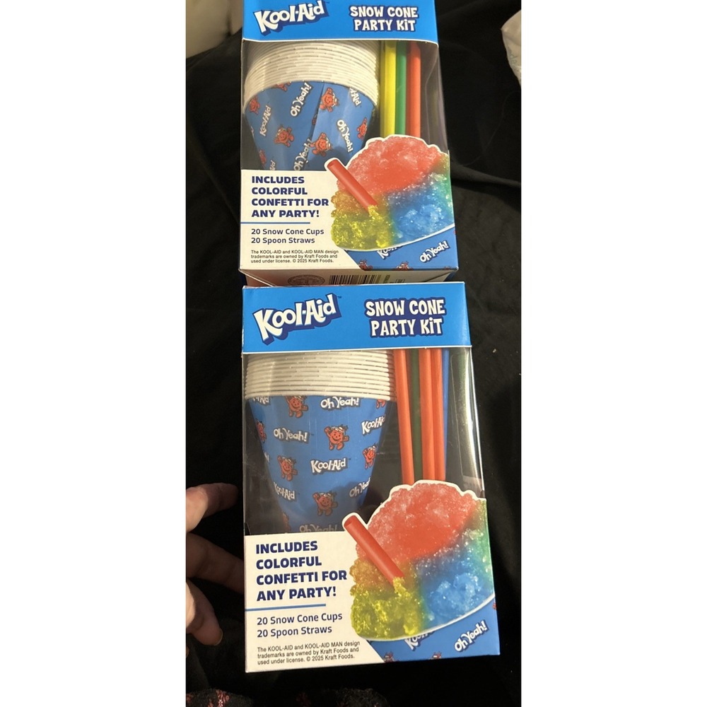 Kool-Aid Snow Cone Party Kit 20 Cups & 20 Spoon Straws Pack of 2